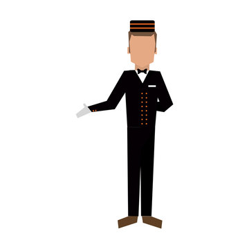 bellboy in uniform icon image vector illustration design 