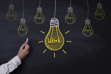 Concept drawing on blackboard