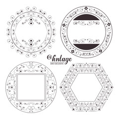 vintage exclusive ornaments floral festive swash label design elements vector illustration