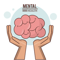 mental health, hand with human brain design vector illustration