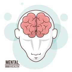 mental health, human head brain front intelligence design vector illustration