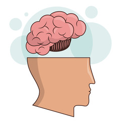 human head brain memory intelligence image vector illustration