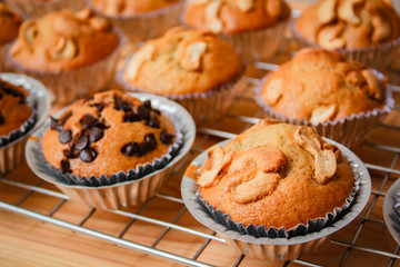 Banana cupcake freshly baked.