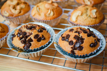 Banana cupcake freshly baked.