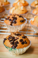 Banana cupcake freshly baked.