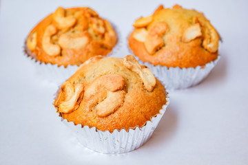 Banana cupcake freshly baked.