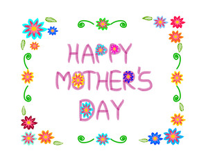 Happy Mother's day with a flowers border