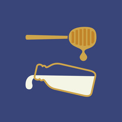 Milk Bottle and Honey Dipper