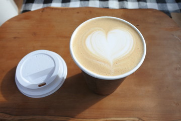 coffee latte, latte art with heart shape
