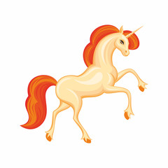 Vector image of a beautiful fantastic unicorn. Colorful illustration on a white background.