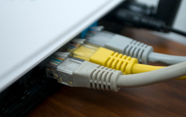 Gray modem on a white background