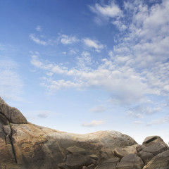 Blank space cliff edge on clouds blue sky