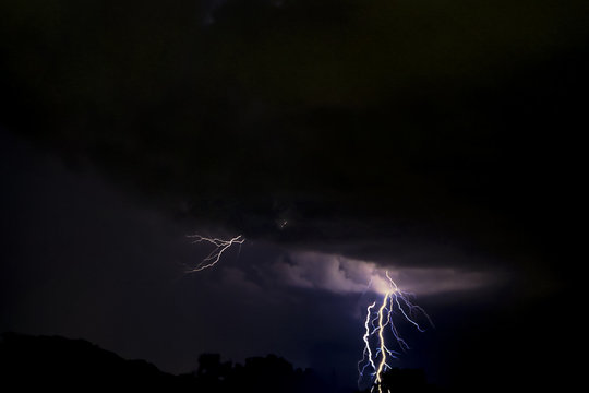 The Thunder Strom At Night.