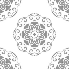 Oriental vector silver ornament. Vintage pattern with volume 3D elements, shadows and highlights. Classic traditional pattern