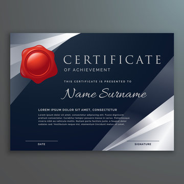 dark certificate template design with silver geometric shapes