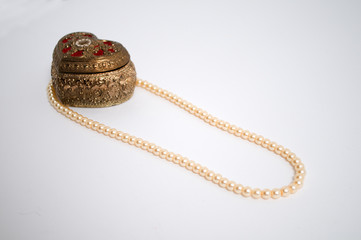 Old jewelry decorated in old-fashioned jewelry box