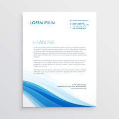 creative blue wavy shape letterhead design