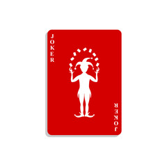 Playing card with Joker in red design
