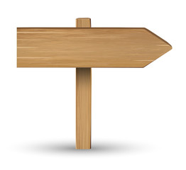 Direction wood board sign on a white background