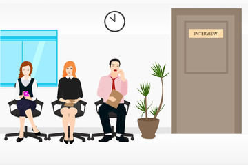 people waiting in office room for interview and recruitment