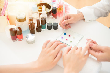 Obraz na płótnie Canvas colorful nail polish coloring painting