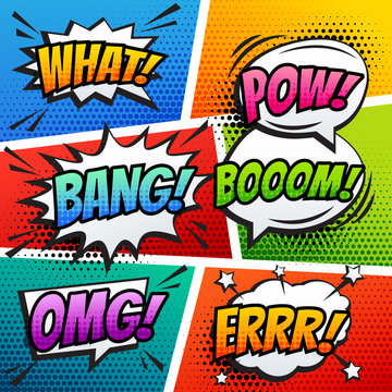 comic sound effect speech bubble pop art in vector cartoon style