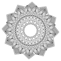 mandala oriental decorative element ethnic design monochrome contour vector illustration