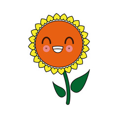 kawaii sunflower decorative cartoon design vector illustration