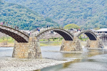Historical Kintaikyo Bridge in Iwakuni City