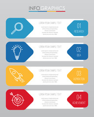 Modern Info-graphic Template for Business with four steps multi-Color design, labels design, Vector info-graphic element, Flat style vector illustration.