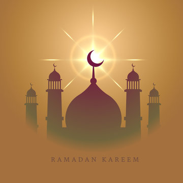 elegant mosque design for eid mubarak festival with glowing star