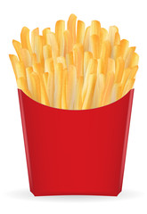 Real french fries in a red paper package