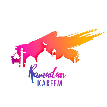 ramadan kareem design with colorful paint splash