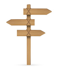 Direction wood board sign on a white background