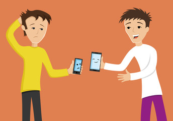 Old and new smartphones.