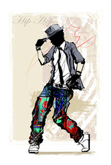 Hip hop dancer on grunge background
