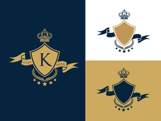 Hotel logo, luxury crest logo, king royal brand identity.