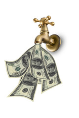 Dollars coming out of the faucet