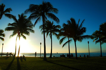 Obraz premium ワイキキビーチとワイキキビーチからのダイアモンドヘッド