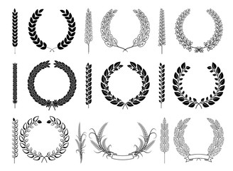 Fototapeta premium Laurel Wreaths and Branches Vector Collection
