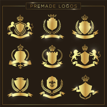 Luxury logo set, Hotel logo collection, king royal brand identity.