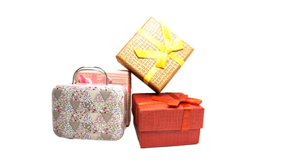 Little red gift on white background