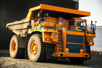 Huge yellow mining truck