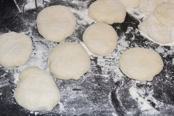 Raw dough on the table