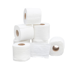 toilet paper on white background