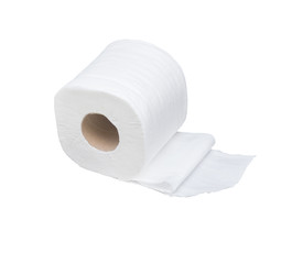 toilet paper on white background