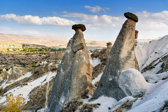 Fairy Chimneys Near Urgup In Cappadocia. Turkey