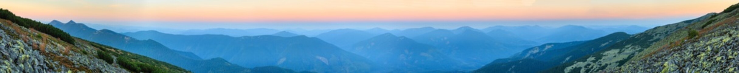Summer sunrise Carpathian mountain.