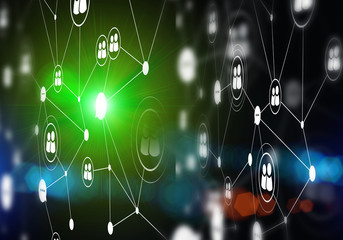 Modern wireless technologies as means of communucation and networking on dark background