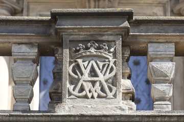 Troja Palace , details of entrance. Prague, Czech Republic